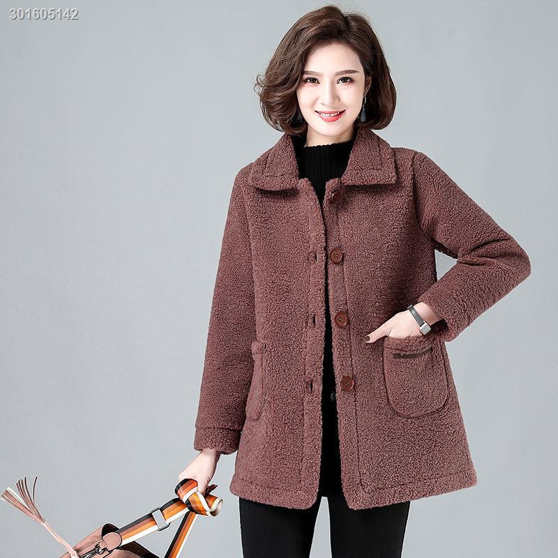 Áo Khoác Lông Cừu Thời Trang Thu Đông Mới Cho Phụ Nữ Trung Niên