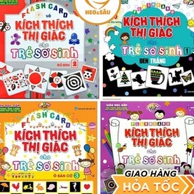 Flashcard Cho Trẻ Sơ Sinh Kích Thích Thị Giác 💖𝑭𝑹𝑬𝑬𝑺𝑯𝑰𝑷💖 Bộ 60 thẻ, 4 Tập, Kích Thước 21x21cm