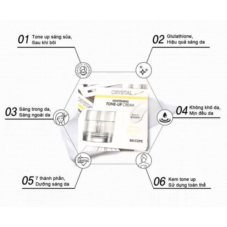 Gói kem dưỡng Crystal Whitening Tone-Up Cream làm mờ vết thâm nám, da tự nhiên - HONGS BEAUTY | BigBuy360 - bigbuy360.vn
