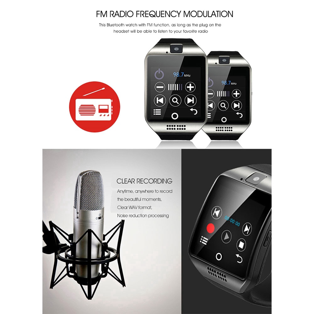 Đồng hồ thông minh có máy ảnh Bluetooth và theo dõi thể dục cho Android