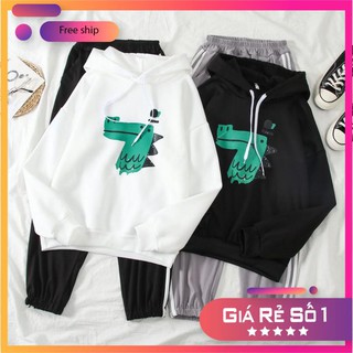 Áo Hoodie form rộng tay dài hình cá sấu - chất nỉ bông_Ảnh thật