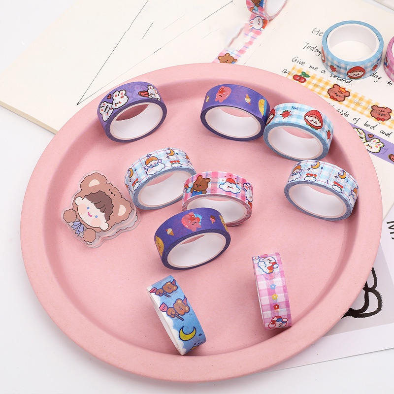 Cuộn Washi Tape băng dính dán trang trí DIY với nhiều hình cute dễ thương (dài 5m)