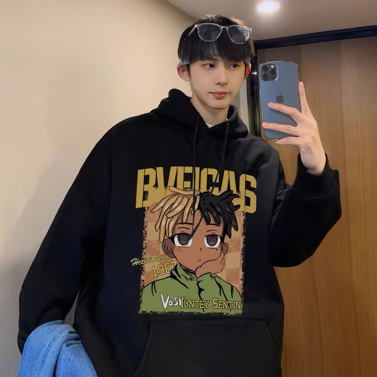 Áo Hoodie Dáng Rộng In Họa Tiết Hoạt Hình Phong Cách Nhật Bản Thời Trang Cho Nam