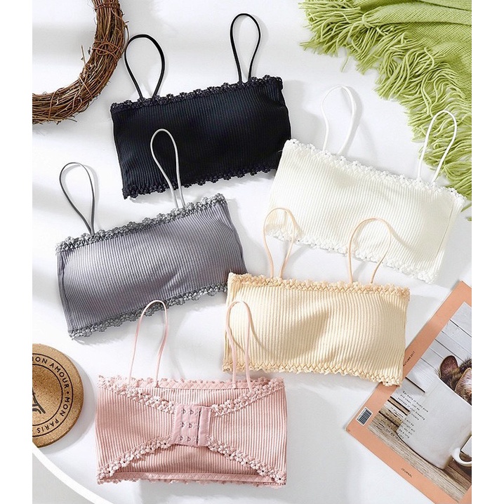 Áo Bra Gân Tăm 2 Dây Cài Sau Viền Ren Siêu Đẹp 8832