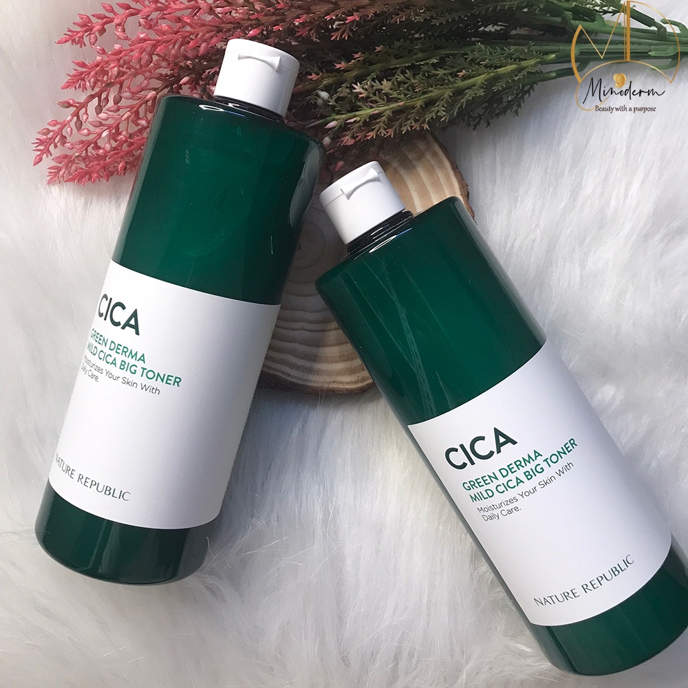 Nước hoa hồng Nature Republic Vitapair c 300ml, Green Derma Mild Cica Big Toner 500ml