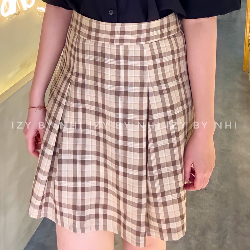 CHÂN VÁY KẺ BIGSIZE THIẾT KẾ - CHÂN VÁY XẾP LY BẢN TO (CÓ LÓT QUẦN) - IZYBYNHI | BigBuy360 - bigbuy360.vn