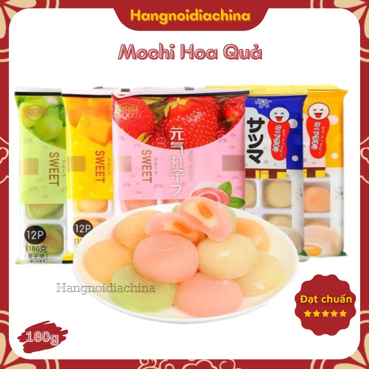 Bánh mochi kem lạnh vị hoa quả gói 180gram 12 bánh