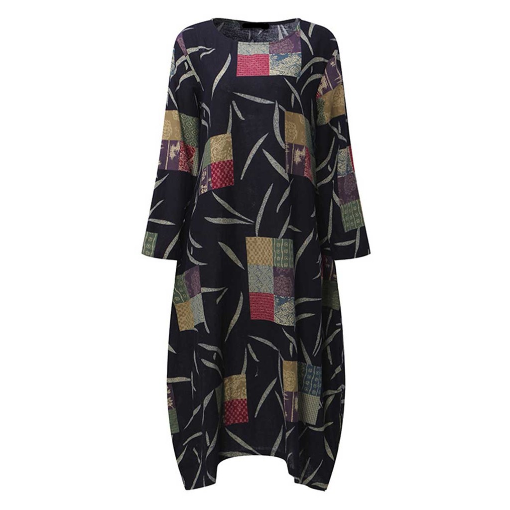 FREESHIP ĐƠN 99K_ Đầm maxi tay dài in họa tiết thời trang cho nữ | BigBuy360 - bigbuy360.vn