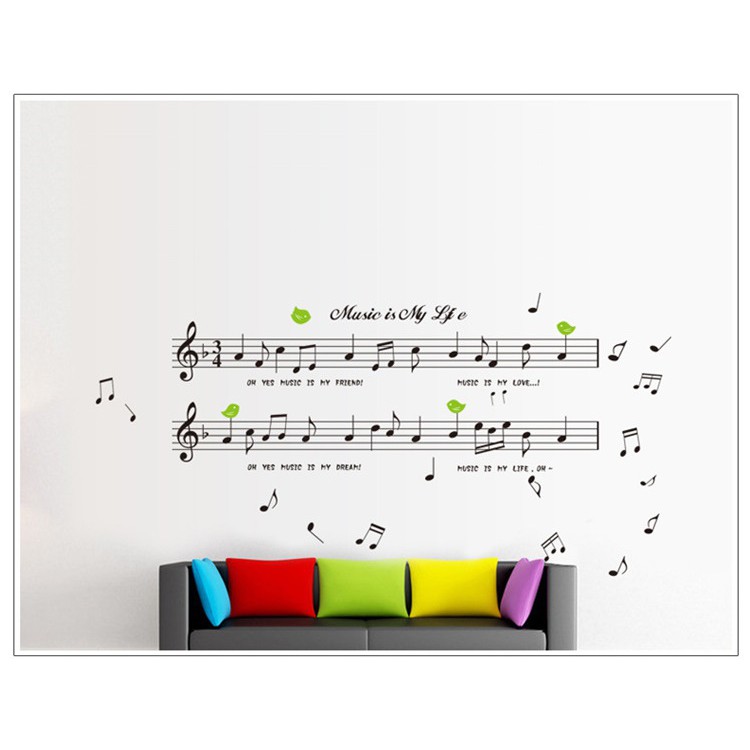 Decal dán trang trí tường Âm nhạc mẫu số 13 AMYSHOP - decan cao cấp có keo sẵn cắt sẵn, bóc dán ngay tại nhà