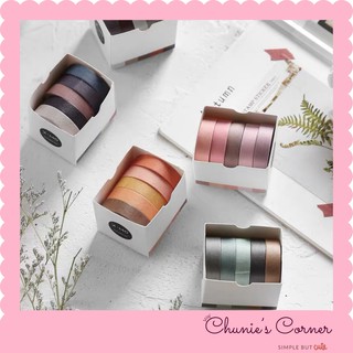 Xả kho- set 5 băng dính giấy washi tape note trang trí phong cách basic vintage