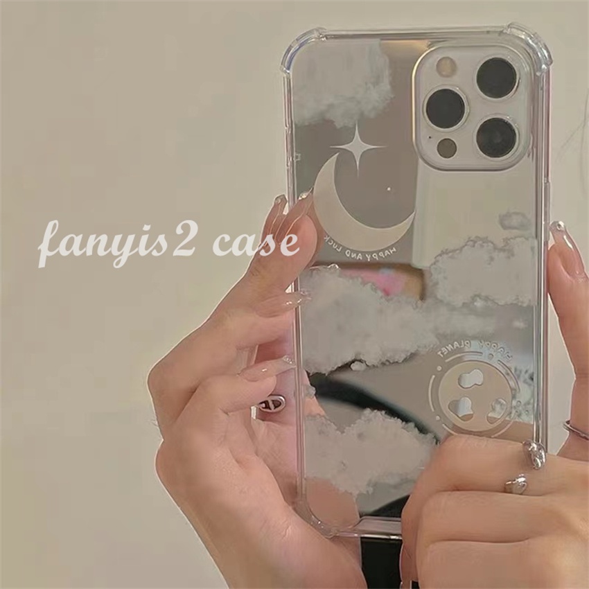 Ốp Điện Thoại Mềm Có Gương Trang Điểm Hình Đám Mây Cho iPhone 13 12 11 Pro Max XS Max XR X 8 7 Plus SE 2020