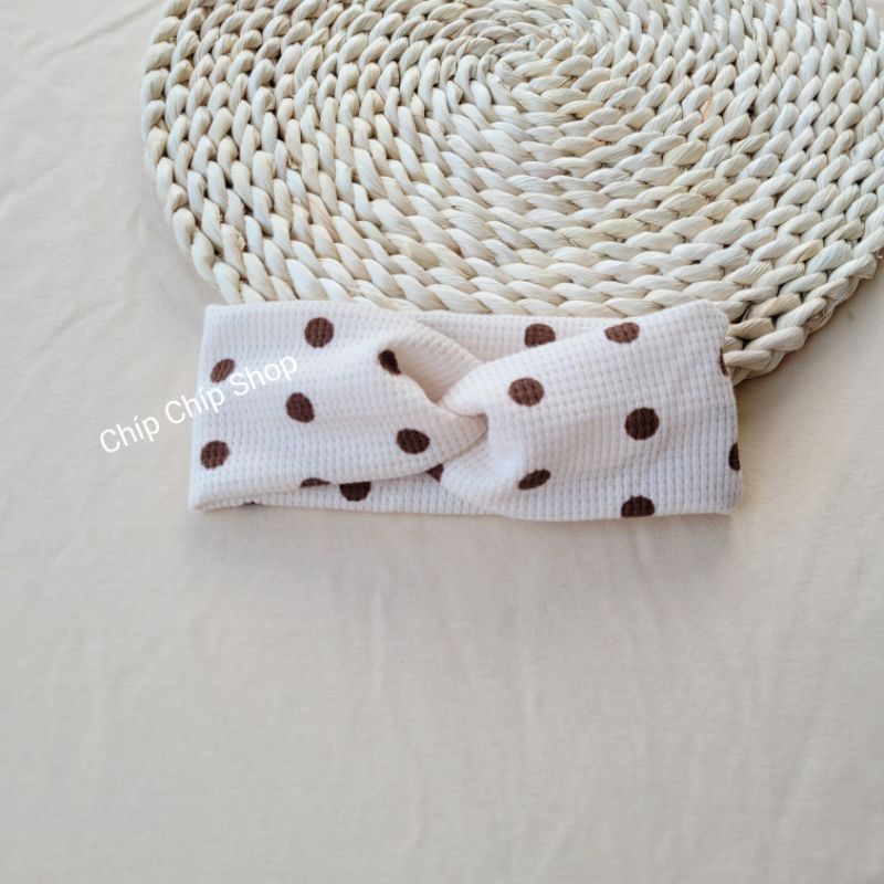 Turban xoắn chéo chất Waffle Hàn cho bé
