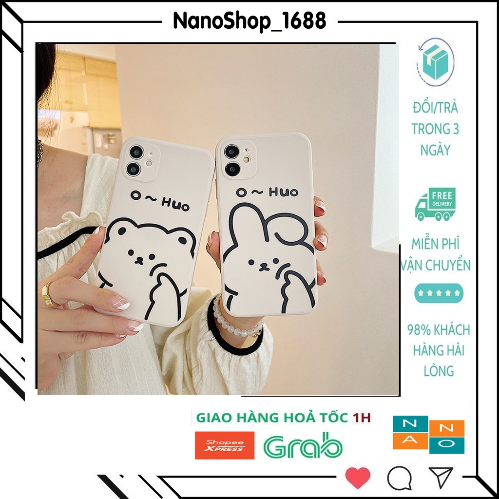 Ốp Lưng Iphone Cạnh Vuông,Hỗ Trợ Bảo Vệ Camera Hình Gấu O~Huo 7Plus,8Plus,x,xs,xsmax,11,11promax,12,12promax,13,13promax