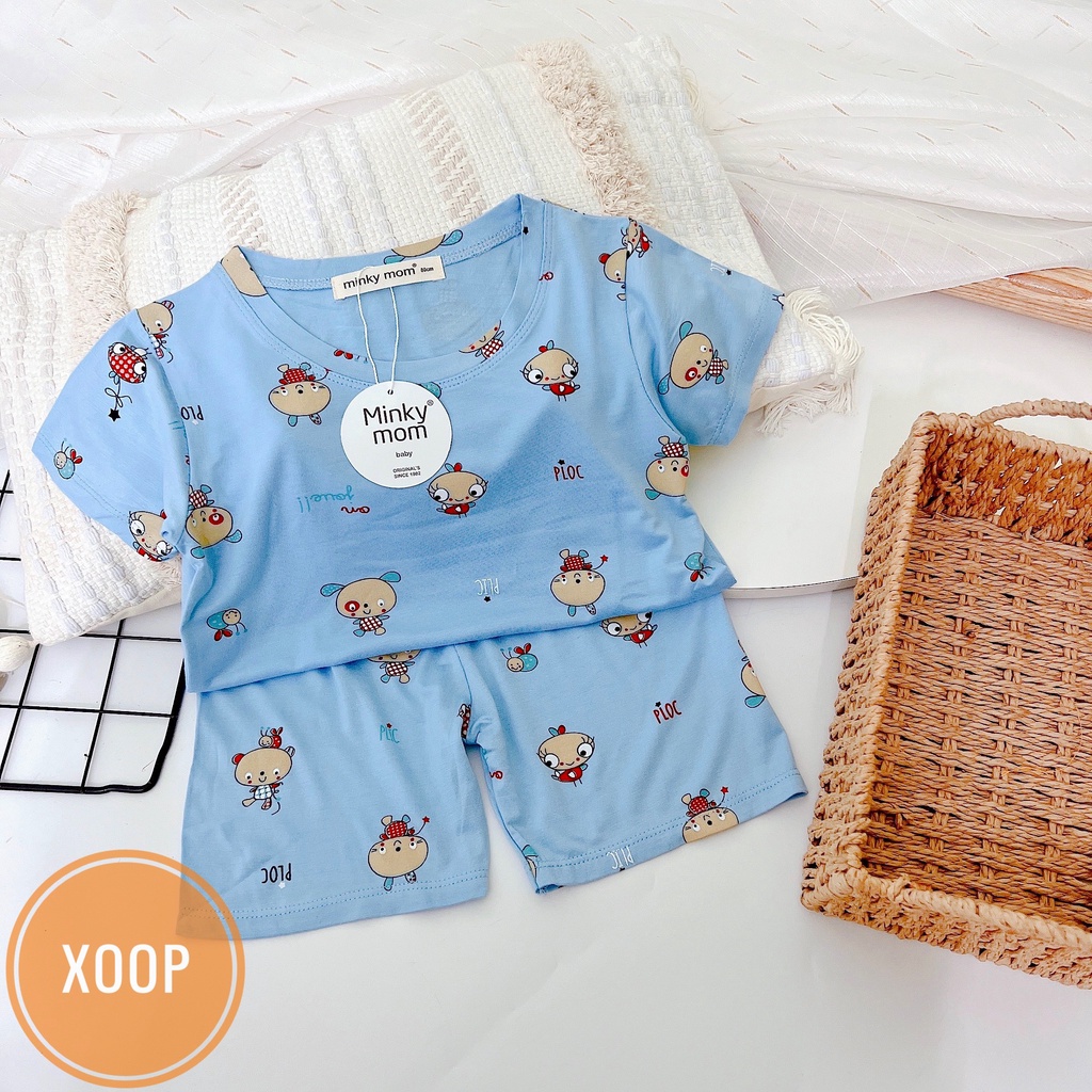 (Đại 8-28kg) Bộ cộc tay thun lạnh hàng minky mom họa tiết chuột đeo nơ cho bé (SP002151 )