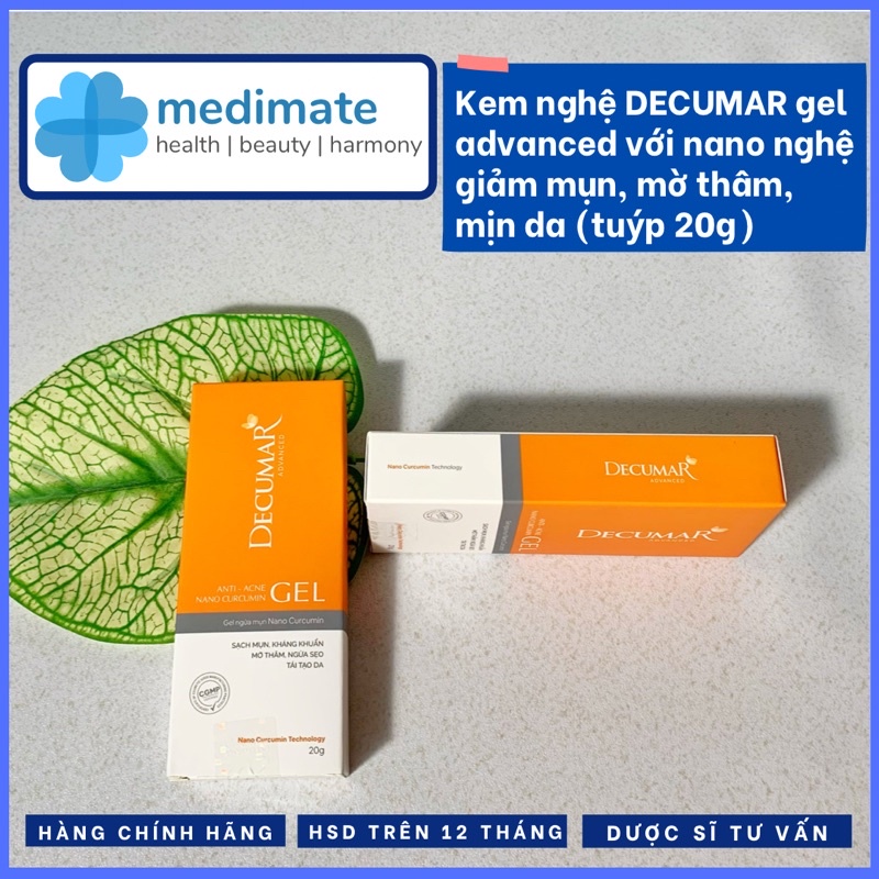 Kem nghệ Decumar advanced gel giảm mụn, mờ thâm, sáng da với nano nghệ thấm tốt hơn nghệ thường (tuýp 20g)