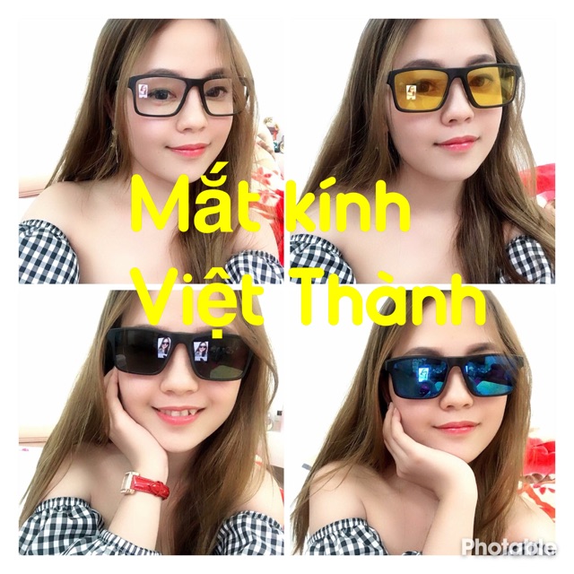 Kính 6 in 1 siêu bền dáng vuông lớn kính râm cận kính tháo tròng 5 in 1 258