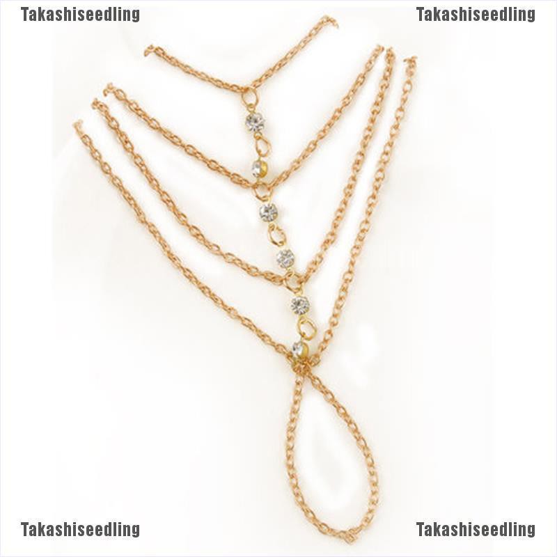 Dây Chuyền Nhiều Lớp Đính Tua Rua Màu Vàng