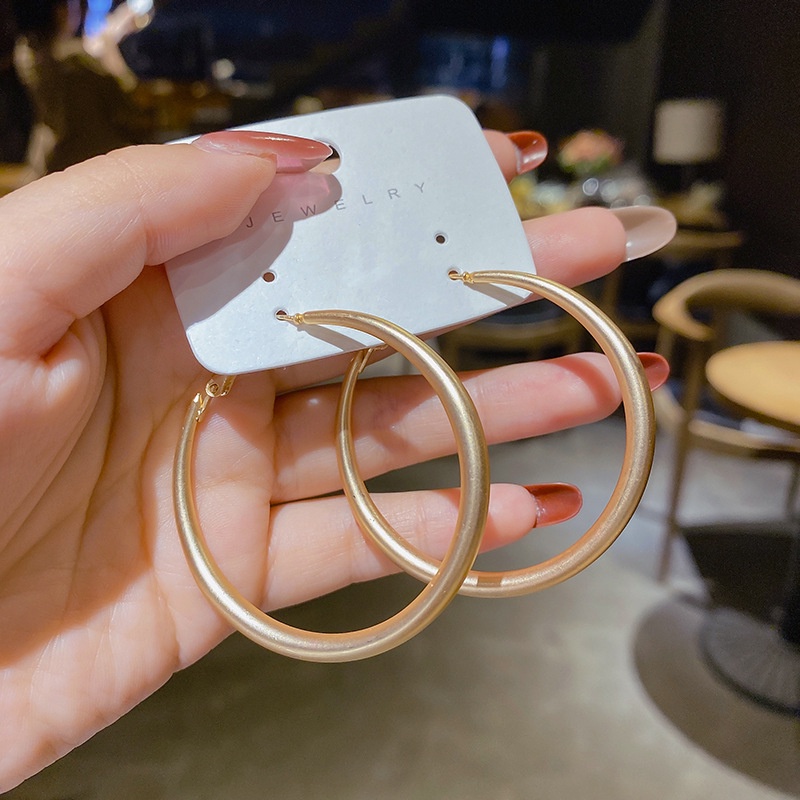 Khuyên Tai Bạc S925 Mặt Nhám Dễ Phối Đồ Hợp Thời Trang