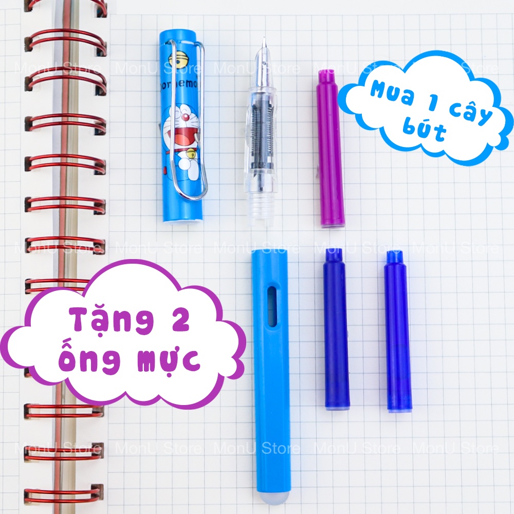Bút máy xóa được in hình DORAEMON DOREMON dễ thương cute MON0331 (tặng kèm 2 ống mực) TooYoo
