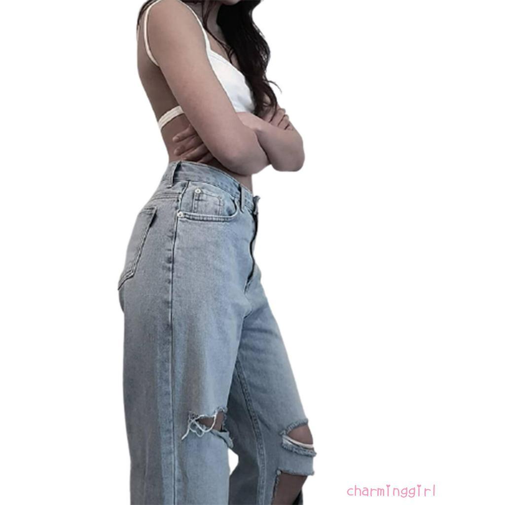 Quần Jeans Nữ Dài Lưng Cao Ống Rộng Thời Trang Hàn