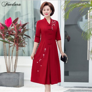 [SIÊU GIẢM GIÁ ] ☘️Đầm Xuông Thêu Hoa Bằng Tay 100% - Đầm Trung Niên Cao Cấp Dáng Xuông