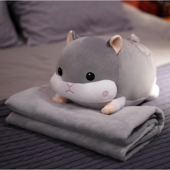 Bộ chăn gối văn phòng hình thú 3in1 vải nhung mềm mịn kích thước mền 1m2*1m7