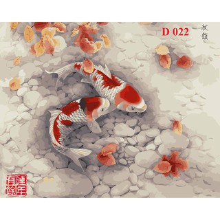 D022 Tranh tô màu theo số sơn dầu số hóa ARTSHOP đã căng khung sẵn và dầu phủ bóng