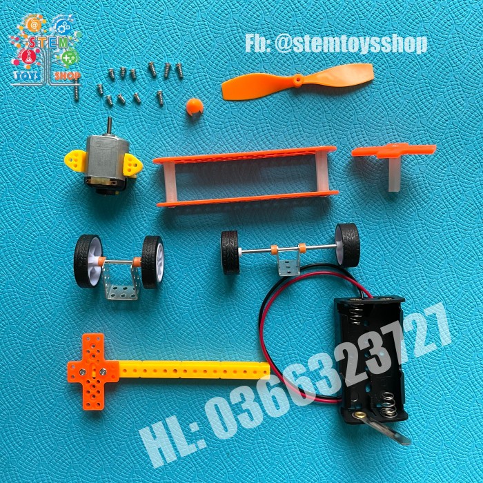 [Đồ Chơi Giáo Dục STEM] Mô Hình Máy Bay Động Cơ Môtơ Cho Bé, Đồ Chơi Tự Làm DIY