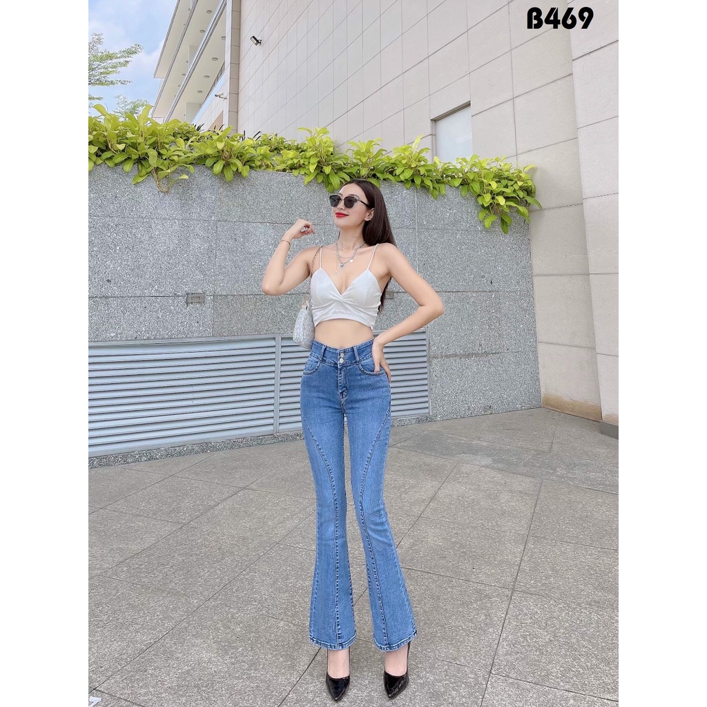 Quần jeans nữ Zada B469 loe gân xanh đá