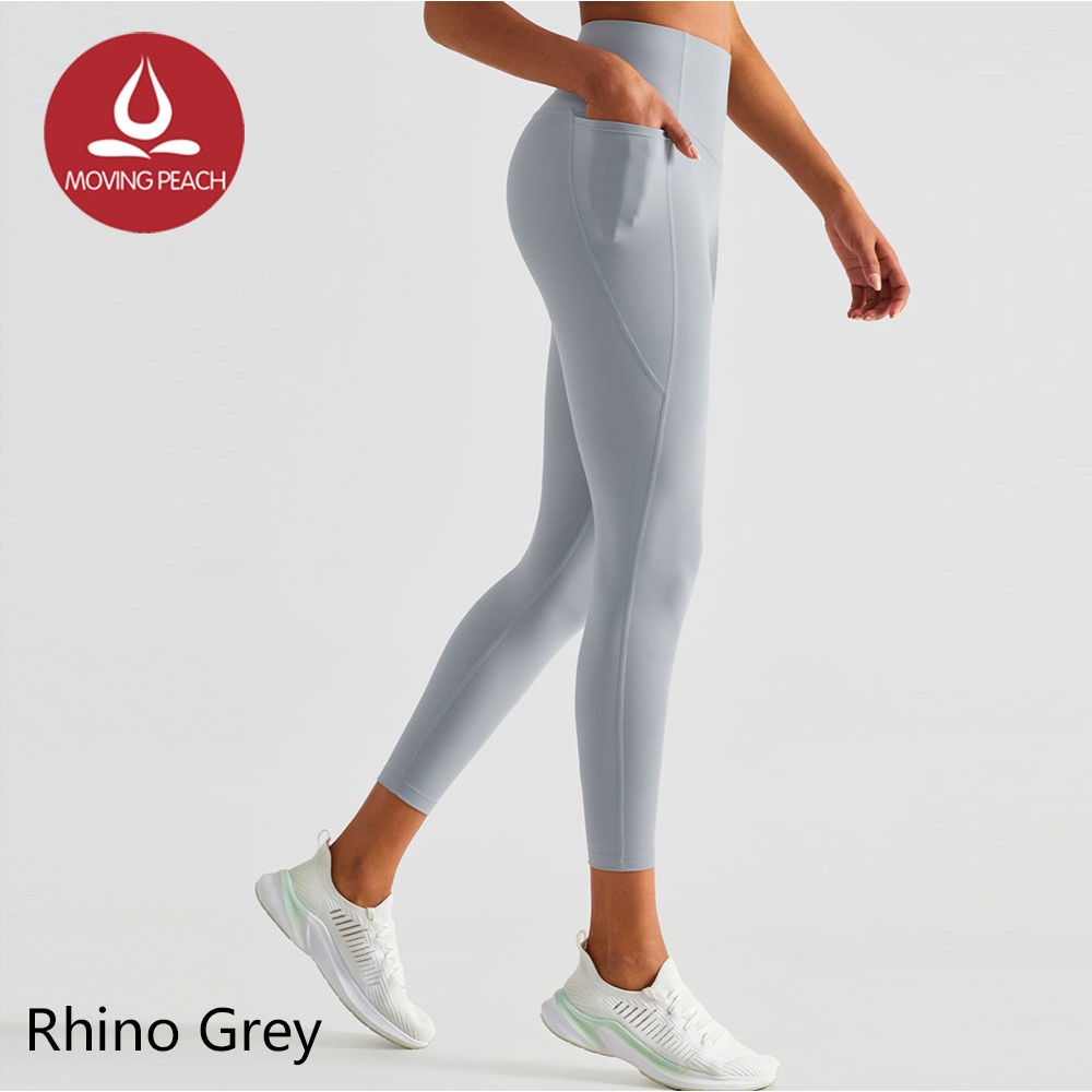 MOVING PEACH Women Sports Leggings Skin-friendly Yoga Pants with Pockets ALU