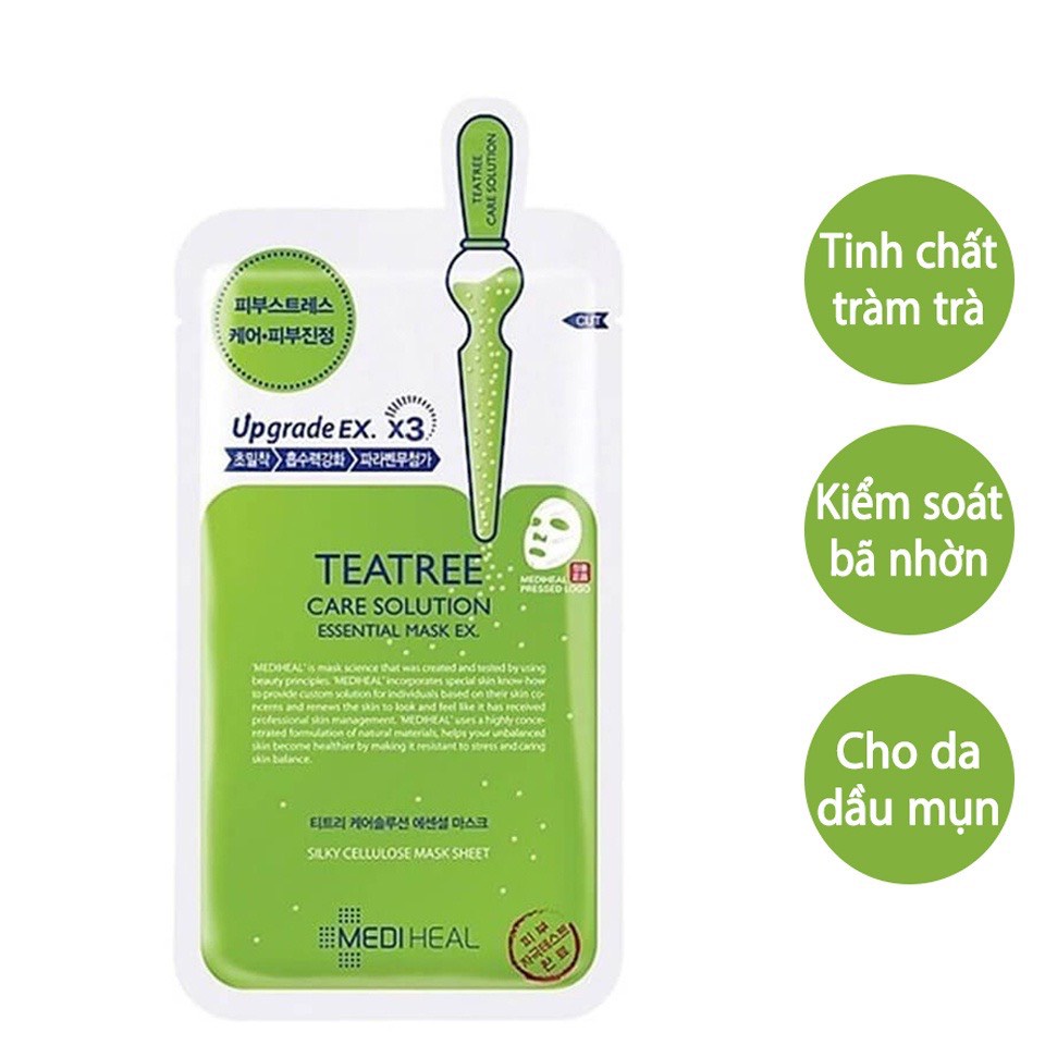 Mặt nạ giấy MEDIHEAL TRÀ XANH giảm mụn, kiểm soát nhờn TEATREE 24ml