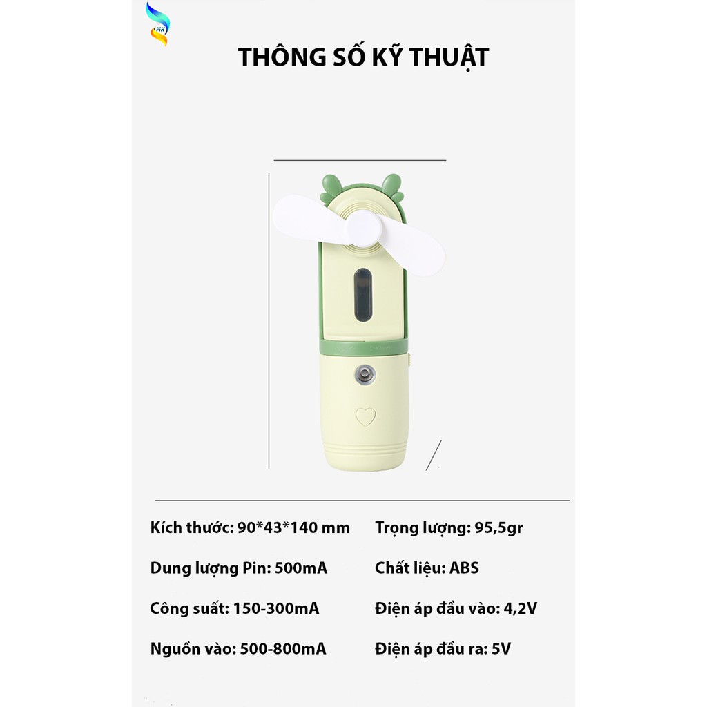 QUẠT PHUN SƯƠNG Cầm Tay Quạt Mini Tích Điện Phun Sương Hơi Nước Tạo Ẩm NATIKA