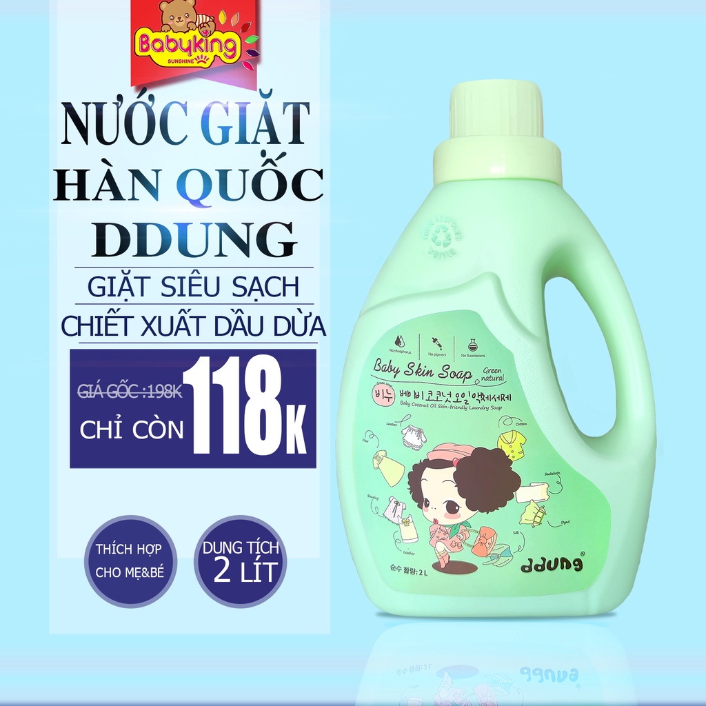 Nước giặt ddung Hàn Quốc siêu sạch, tinh chất thiên nhiên, hương thơm dịu nhẹ dễ chịu 2000ml (1 bình)