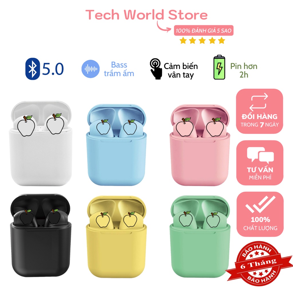 Tai nghe bluetooth không dây Inpods i12 TWS cảm ứng điều khiển, tai phone blutooth i12 cảm biến âm thanh cho Android iOS