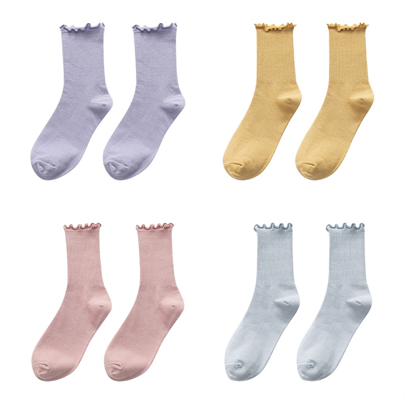 【HÀNG MỚI VỀ】Tất bèo nhún cổ cao nhiều màu phong cách Hàn Quốc cổ điển cho nữ ZOE YKT