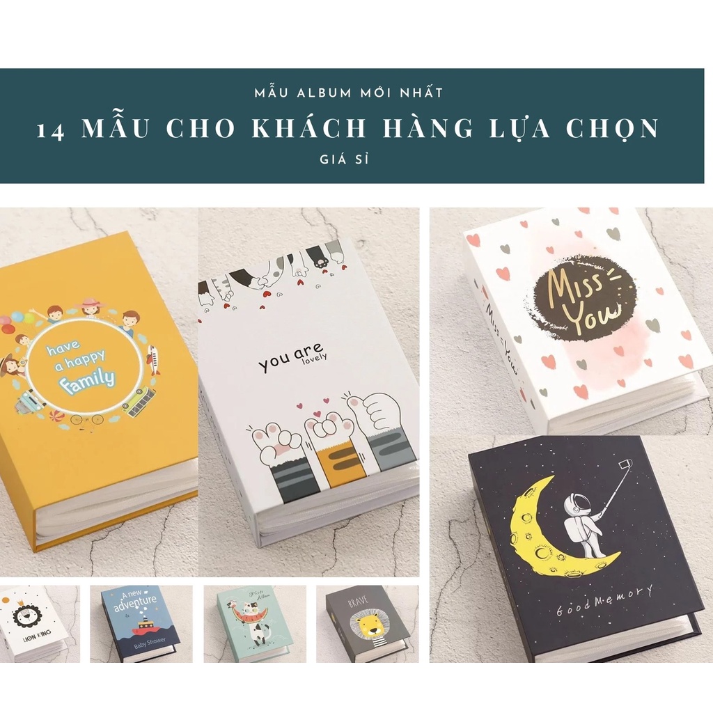 Album đựng 100 tấm 13x18 sang trọng có 14 mẫu cho khách hàng lựa chọn