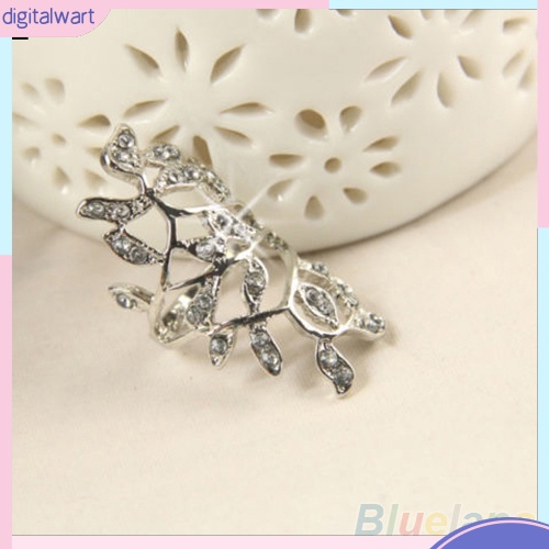 Nhẫn đeo giữa ngón tay hình chiếc lá đính đá sang trọng dành cho nữ