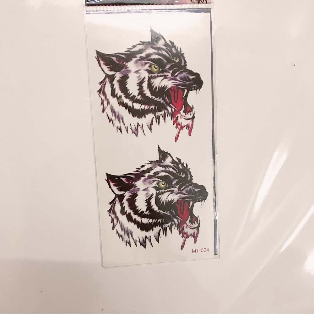 Hình xăm dán đầu sói 10x20cm