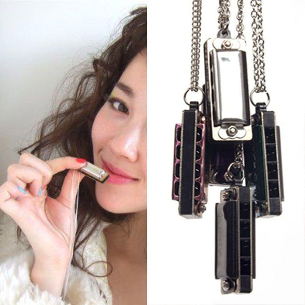 DARON Vòng cổ Mặt Kèn Harmonica Mini Bằng Thép Không Gỉ Thời Trang Cho Bé