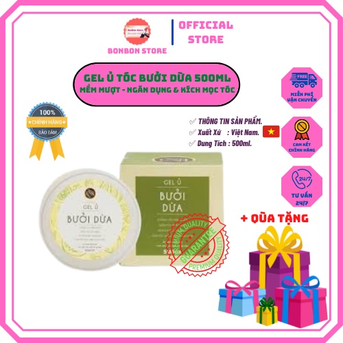 Gel Ủ Tóc Bưởi Dừa 500ml, Mềm Mượt, Ngăn Dụng Và Kích Mọc Tóc [CHÍNH - HÃNG]