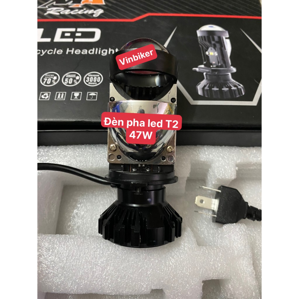 Đèn Pha Led T2 Siêu Sáng 47W Có Cost - Pha Chân H4 Gắn Xe Máy, Oto Bảo hành 1 Năm