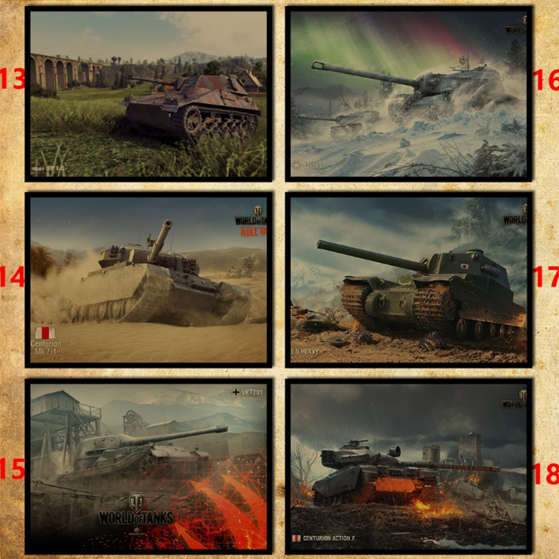 Áp phích dán tường trang trí hình game online world of tanks kiểu retro cổ điển