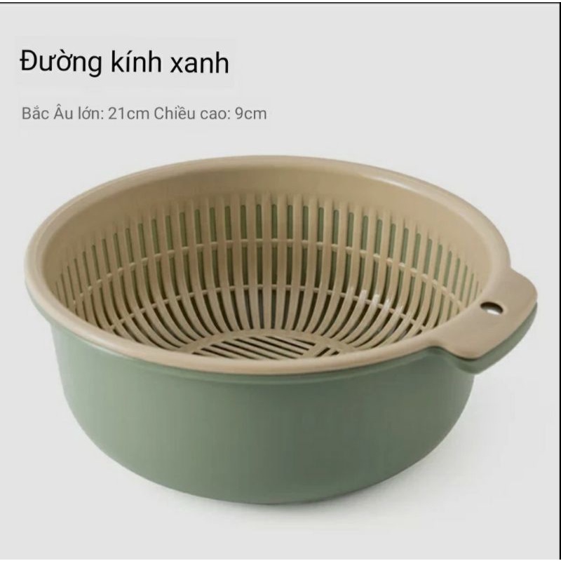 [Rổ thoát nước hai lớp dày cực lớn] Rổ rửa rau nhà bếp, giỏ đựng trái cây, giỏ đựng nước hai lớp tròn
