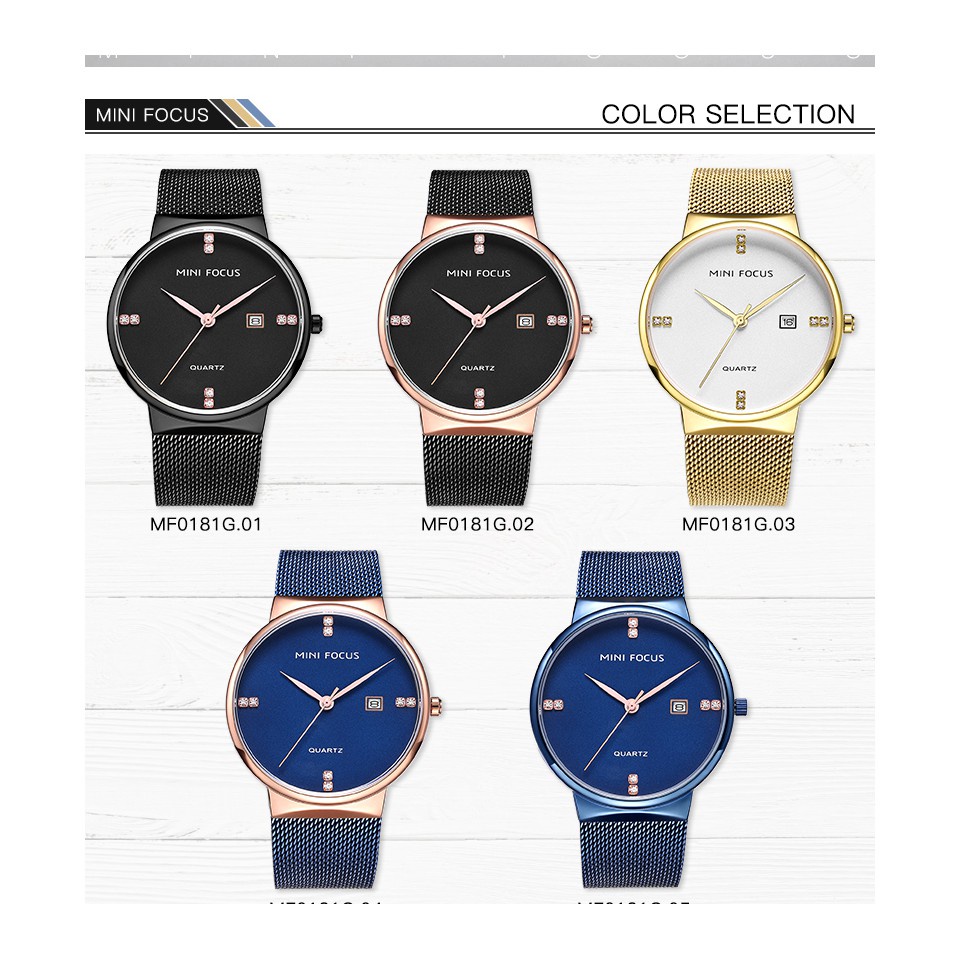 MINI FOCUS Đồng Hồ Đeo Tay Quartz MINI Bằng Thép Không Gỉ Chống Thấm Nước Kiểu Doanh Nhân Cho Nam