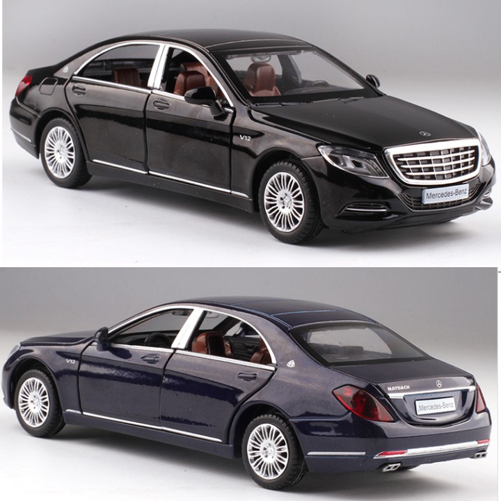 Xe mô hình ô tô Mercedes S600 Maybach tỷ lệ 1:32 bằng sắt có âm thanh và đèn mở các cửa