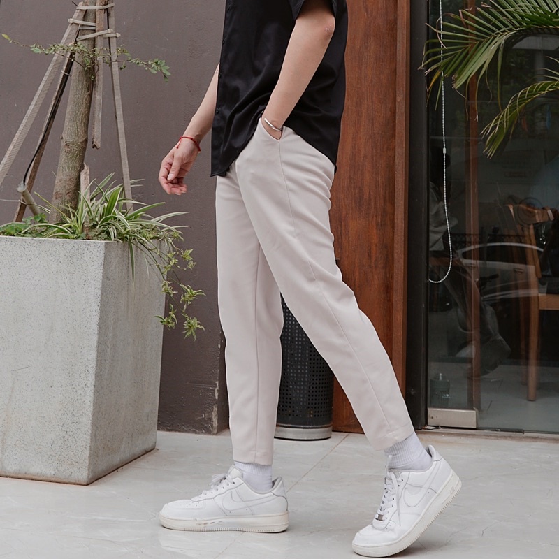 Quần tây âu cạp cao BIGSIZE màu be chất liệu tuyết mưa không nhăn mềm mát có size lớn đến 130kg tặng kèm dây lưng