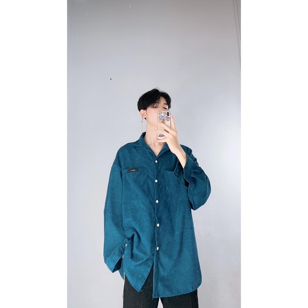 Áo Sơ Mi Nhung TĂM Unisex Form Rộng - Áo Sơ Mi Nam Nữ phong cách Ulzzang Hàn Quốc dáng rộng | BigBuy360 - bigbuy360.vn