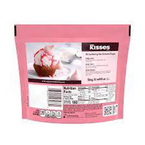 Socola sữa trắng Hershey's Kisses Strawberry Ice Cream Cone gói 255gr của Mỹ vị dâu và bánh cookies, date 02/22