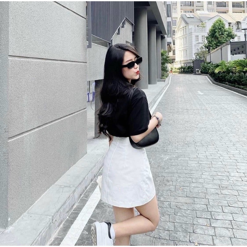 CHÂN VÁY KAKI CHỮ A NGẮN MÀU ĐEN /trắng / nâu be đủ sz S/M/L/XL