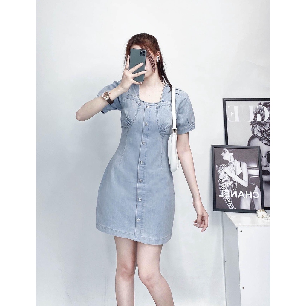 Đầm jeans vải giãn tay